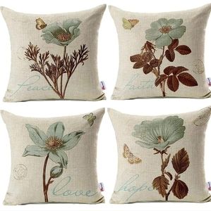 🛋Vintage Flower Set of 4 Cover Pillow🌾